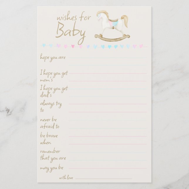 Papier Cheval Rocher bleu rose Baby shower neutre pour le (Devant)