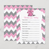Papier Chevron rose Eléphant Baby Girl Douche - Voeux (Devant / Derrière)