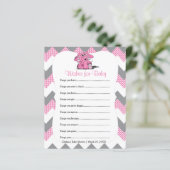 Papier Chevron rose Eléphant Baby Girl Douche - Voeux (Debout devant)