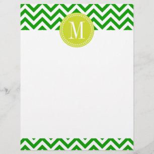 Papier Chevron vert foncé Zigzag Monogramme personnalisé