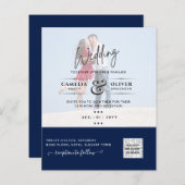 Papier Chic Blue Photo Wedding Inviter QR Code Enregistre (Devant / Derrière)