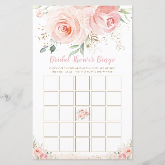 Papier Chic Blush rose Fête des mariées Floral Jeu de Bin (Devant)