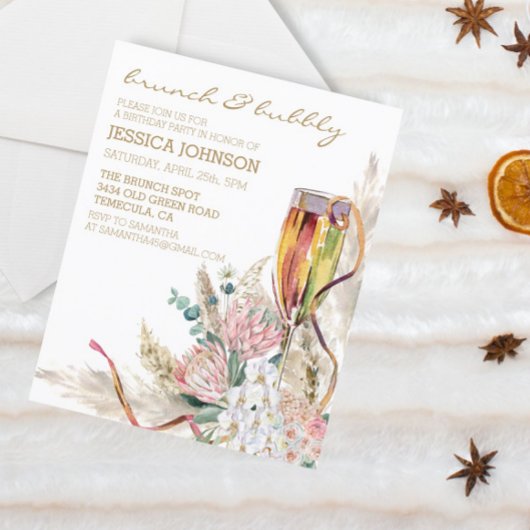 Papier Chic Boho Champagne Brunch Bubbly fête d'anniversa