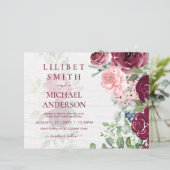 Papier Chic Bourgogne Blush Rose Floral Mariage (Debout devant)