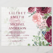 Papier Chic Bourgogne Blush Rose Floral Mariage (Devant)