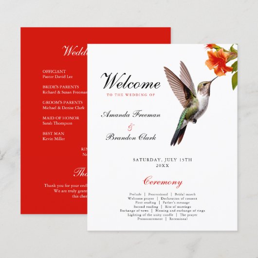 Papier Chic colibri et Mariage de fleurs orange (Devant / Derrière)