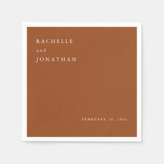 Papier Chic en terre cuite blanc Mariage simple serviette (Devant)