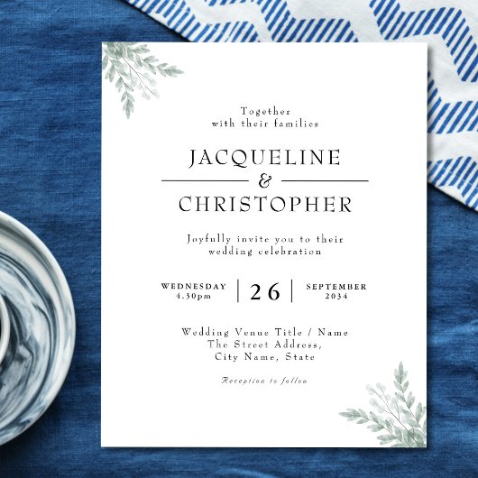 Papier Chic Eucalyptus Budget Floral Faire-part de mariag