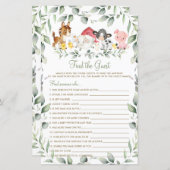 Papier Chic Farm Animaux verdure Trouvez le jeu invité (Devant / Derrière)