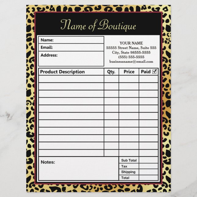 Papier Chic FAUX Gold Empreinte de léopard (Devant)