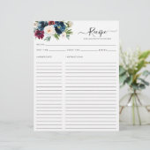 Papier Chic Floral Navy Bleu Bourgogne Rouge Cuisine Rece (Debout devant)