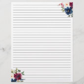 Papier Chic Floral Navy Bleu Bourgogne Rouge Cuisine Rece (Dos)