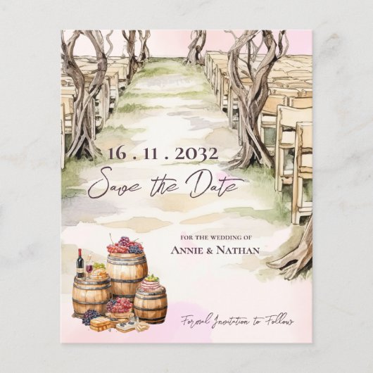 Papier Chic Grapevine Vignoble Mariage Enregistrer la dat (Devant)