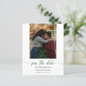 Papier Chic Green Photo Wedding Enregistrer La Date (Debout devant)
