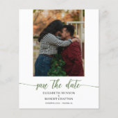 Papier Chic Green Photo Wedding Enregistrer La Date (Devant)