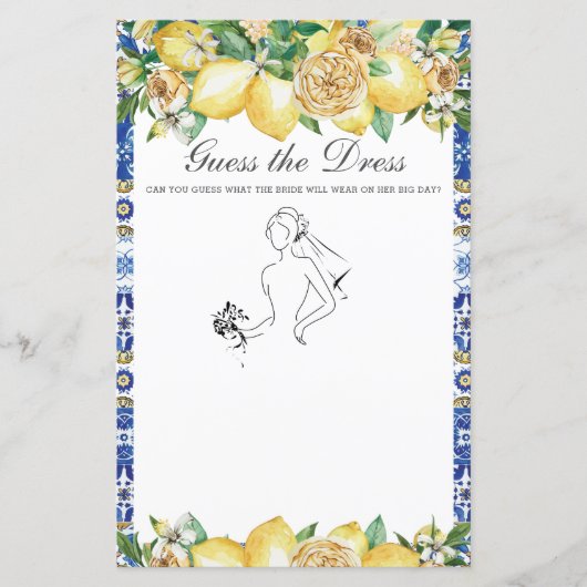 Papier Chic Lemon Greenery Guess Dress Bridal Game (Devant)