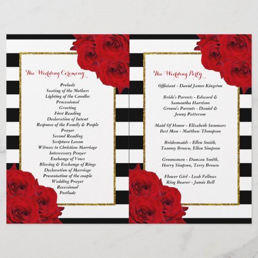 Papier Chic Moderne Luxe Mariage Collection - Roses rouge (Dos)