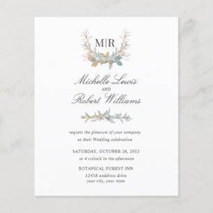 Papier Chic Monogram Crest Gold bleu floral Photo mariage