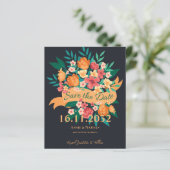 Papier Chic Orange Fleuri Jaune Mariage Enregistrer la da (Debout devant)