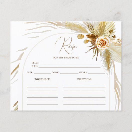 Papier Chic Pampas Grass Boho recette de douche nuptiale (Devant)