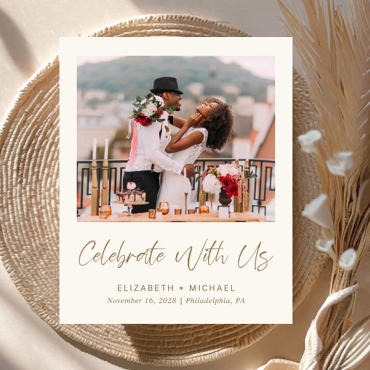 Papier Chic Photo Cream Gold Wedding Réception Invitation