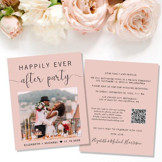 Papier Chic Photo QR Code Blush Wedding Invitation de réc