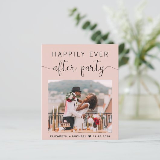 Papier Chic Photo QR Code Blush Wedding Invitation de réc (Debout devant)