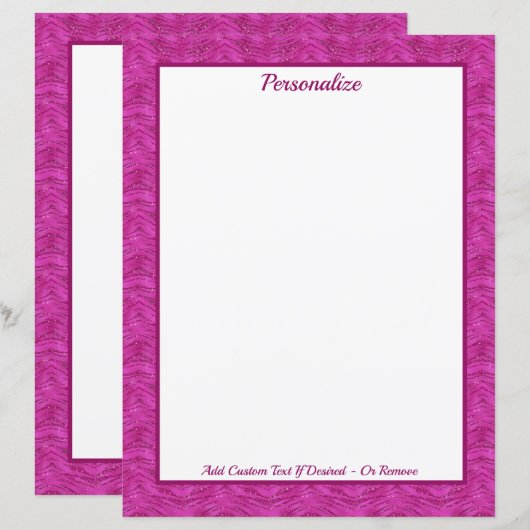 Papier Chic Pink Glitter Zebra Pattern Personalized (Devant / Derrière)