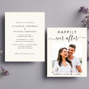 Papier Chic Script Photo Cream Faire-part de mariage