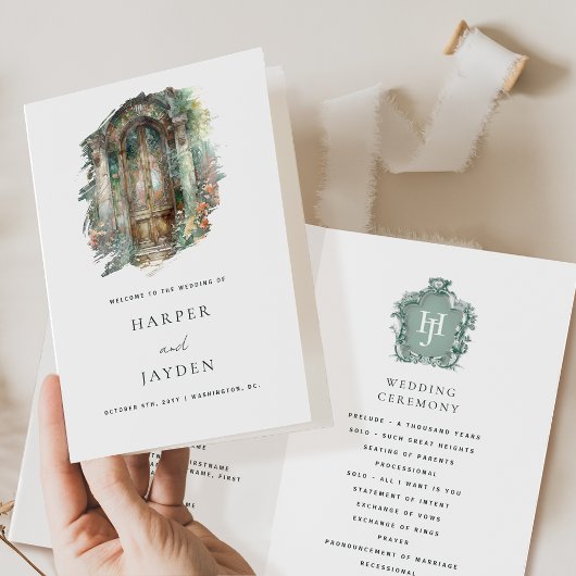 Papier Chic Terrain intemporel, Vert, Blush Wedding Progr
