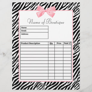 Papier Chic Zebra Print Light True Pink Ruban Order Form
