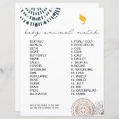 Papier Chick rose Bow Baby shower animal match jeu (Devant / Derrière)