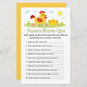 Papier Chicken Nursery Rhyme Quiz baby shower