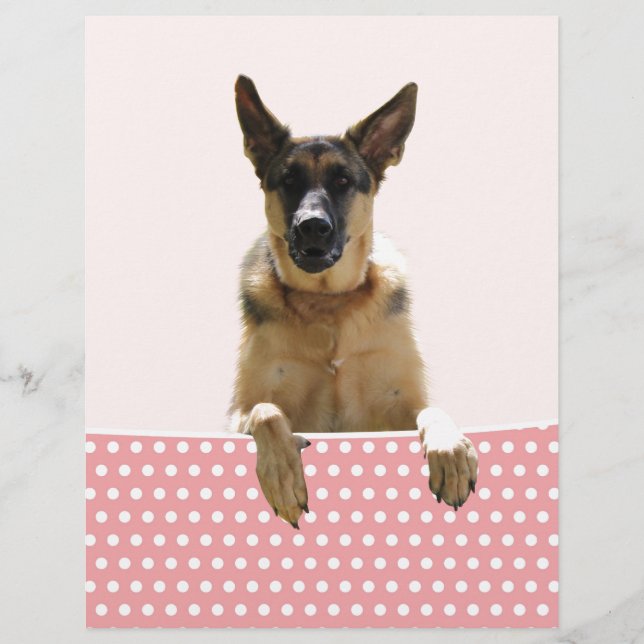 Papier Chien berger allemand Pois roses (Devant)