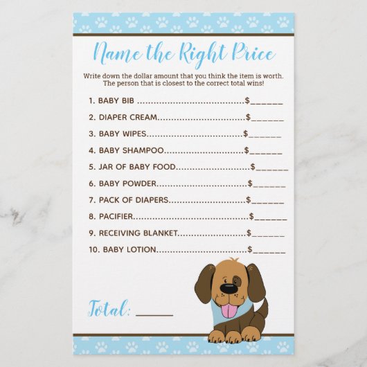 Papier Chien Chien Chien Chien Baby shower Prix Bon Jeu (Devant)