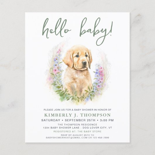Papier Chien Chien Moderne Sage Vert Baby shower Budget I (Devant)