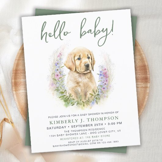 Papier Chien Chien Moderne Sage Vert Baby shower Budget I