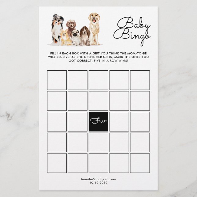 Papier Chien de Bingo (Devant)