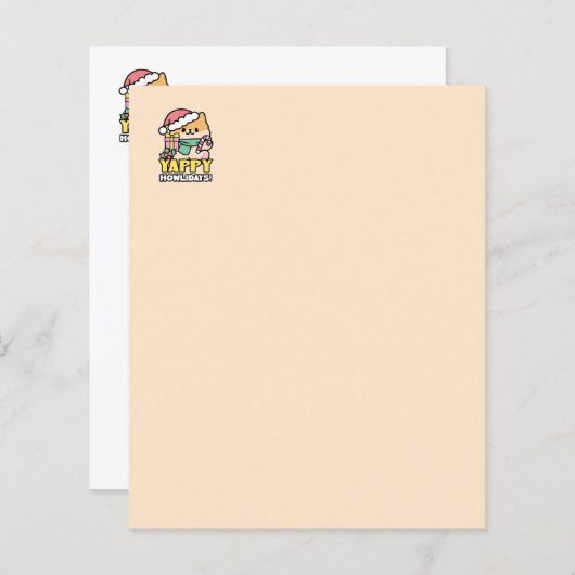 Papier Chien de Noël mignon - Yappy Howlidays (Devant / Derrière)