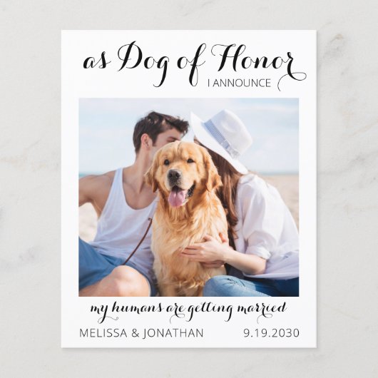 Papier Chien D'Honneur Mariage Budget Enregistrer La Date (Devant)