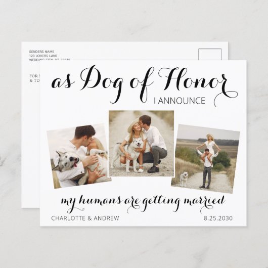 Papier Chien D'Honneur Mariage Enregistrer La Date QR Cod (Devant / Derrière)