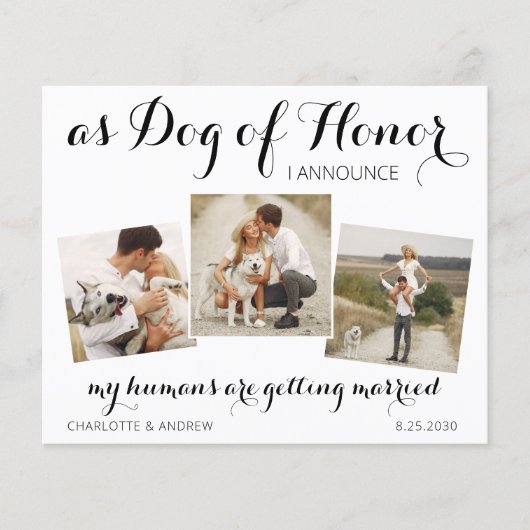 Papier Chien D'Honneur Mariage Enregistrer La Date QR Cod (Devant)