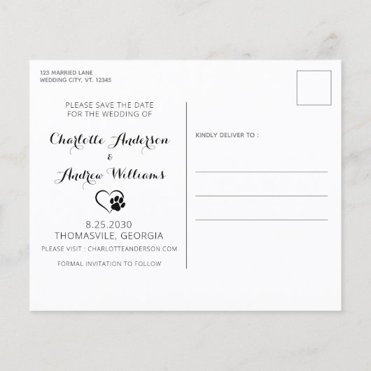 Papier Chien D'Honneur Rustique Mariage Budget Enregistre (Dos)