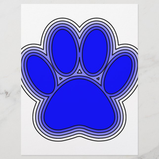 Papier Chien Paw En Bleu Avec Contours (Devant)
