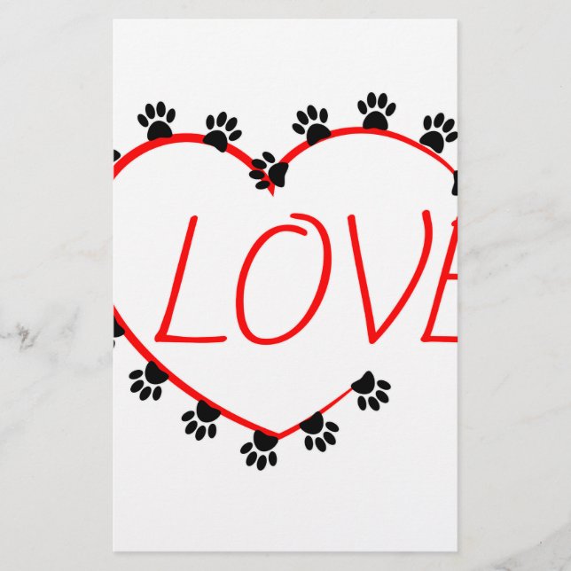 Papier Chien Paws Red Heart Love (Devant)