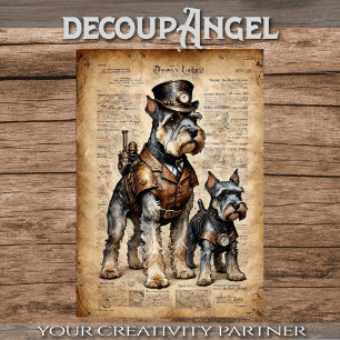 Papier Chien Schnautzer Explorateur Ephemera Découpage