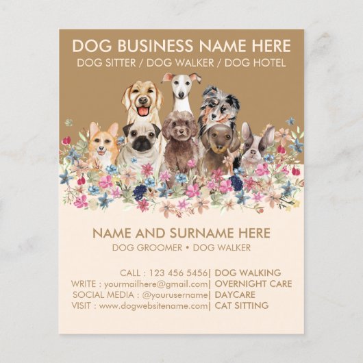 Papier Chiens botaniques Brown beiges (Dos)