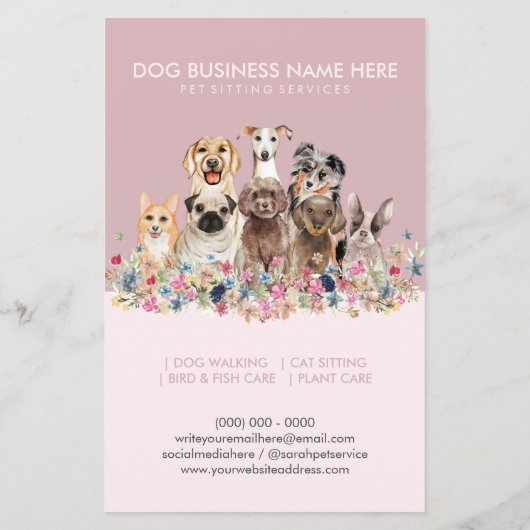 Papier Chiens Groomer pour animaux de compagnie rose rous (Dos)