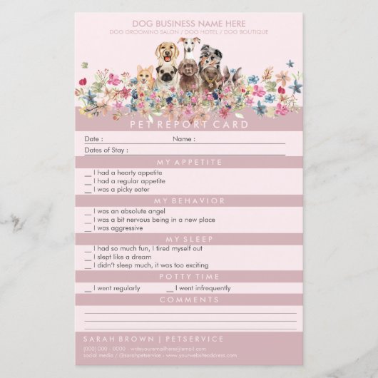 Papier Chiens Groomer pour animaux de compagnie rose rous (Devant)