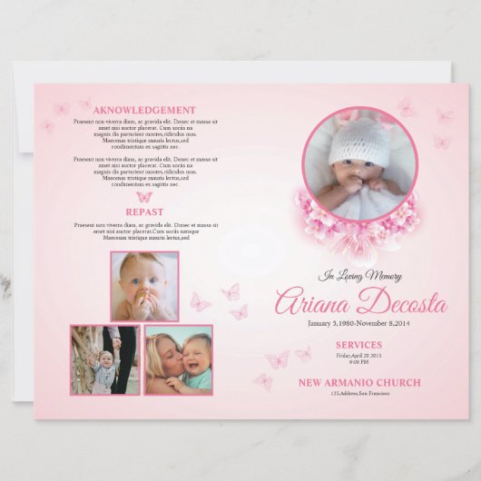 Papier Child Funeral Program Template | Editable Memorial (Devant)